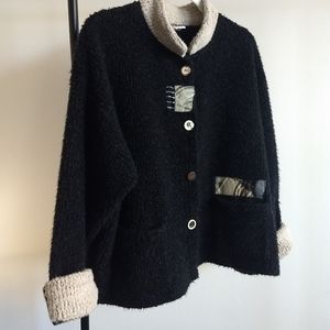 Anthro Odile Black Boxy Cardigan